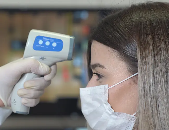 Reception disinfection at London Square Dental Calgary