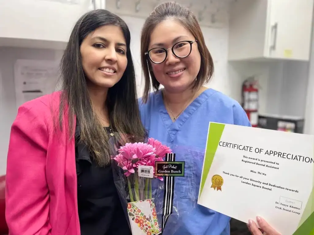 Dental assistants celebrating during appreciation week at London Square Dental